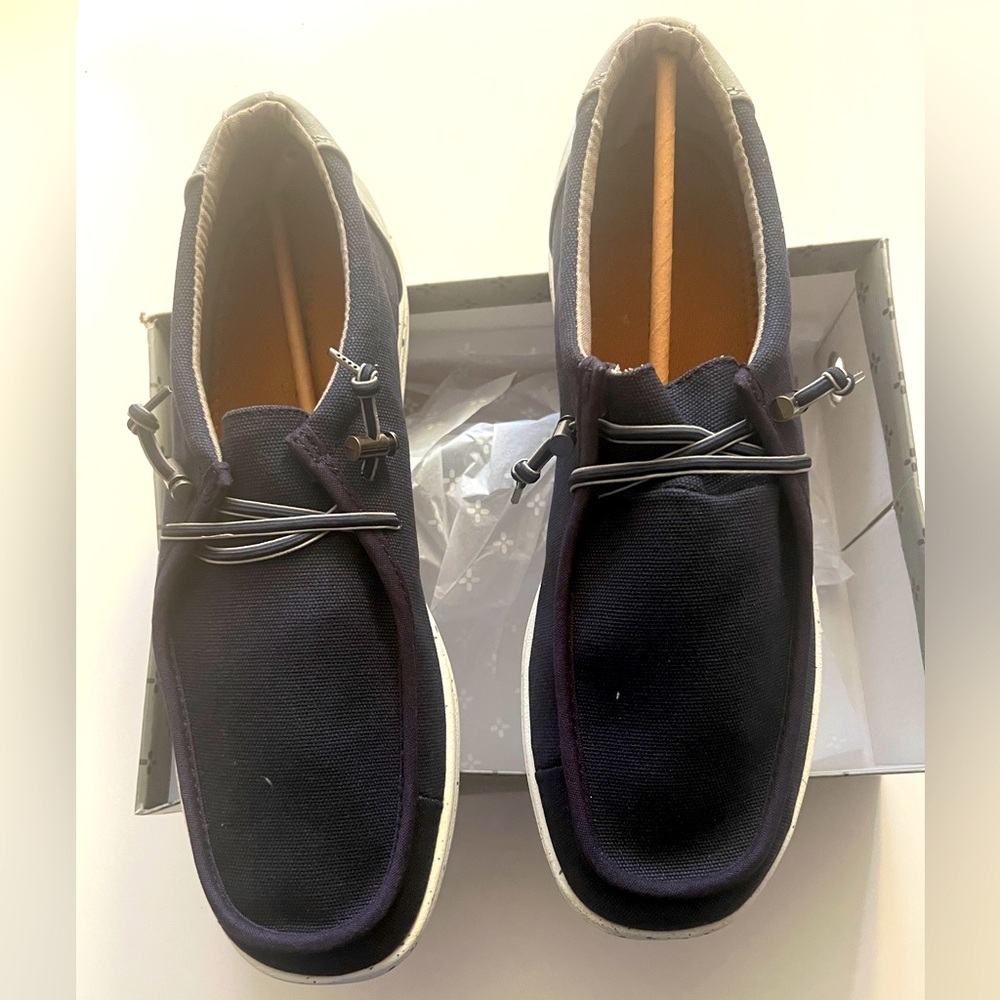 SUN STONE Mens Navy/Grey "Brian" Round Toe Lace-Up Sneakers Shoes Size 13M